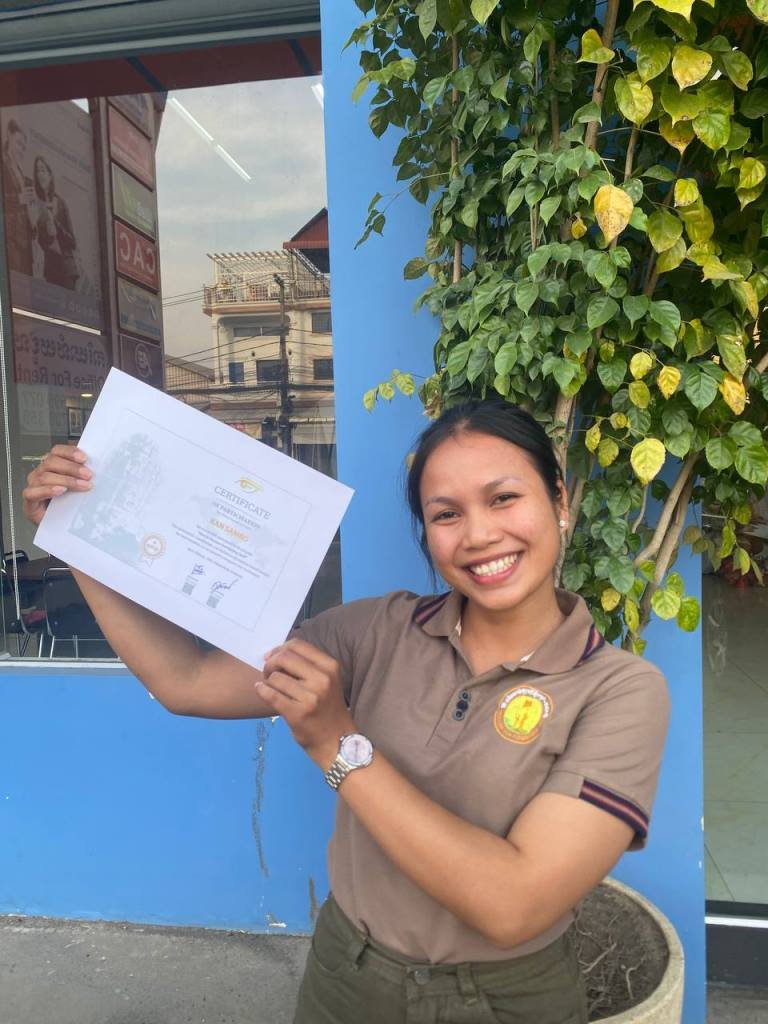 Student with certificate